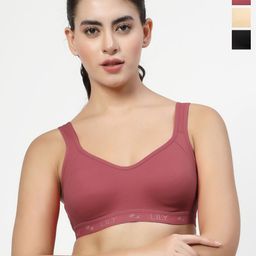 LILY Women Pack of 3 Full Coverage Non Padded Seamless Workout Bra-picture-16