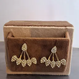 Zhouse Gold-Plated Crystals Studded Contemporary Drop Earrings image 4