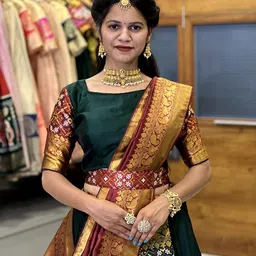 Fabcartz Ethnic Motifs Woven Design Semi-Stitched Lehenga & Unstitched Blouse With Dupatta image 2