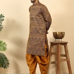 KRAFT INDIA Men Ethnic Motifs Woven Design Kurta With Dhoti Pants image 4