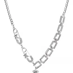 FIMBUL Silver-Plated Crystals Studded Minimal Necklace image 3