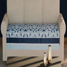 Fashion Throw Blue & White Printed Velvet 1 Piece Sofa Cover-picture-25