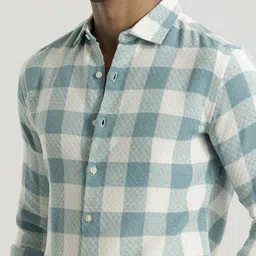 Snitch Men Smart Slim Fit Gingham Checks Opaque Casual Shirt image 2