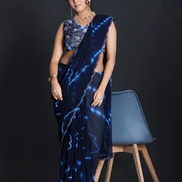 A.V.M Prints Beads and Stones Tie and Dye Saree image 4