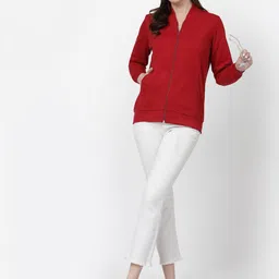 R.Code by The Roadster Life Co. Women Solid Front-Open Sweatshirt image 3