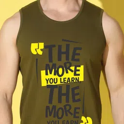 WOOSTRO Pack Of 2 Printed Combed Cotton Gym Vests -VWS26(ALONE ORANGE)(MORE OLIVE) image 3