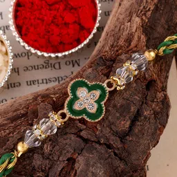 SHONA'S STYLE Artificial Stones Studded & Beaded Flower Thread Rakhi image 3