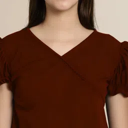Mast & Harbour Women Pack of 2 Puff Sleeve V-Neck Wrap Top image 2