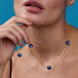 MINUTIAE Gold-Plated Pearls Beaded Minimal Link Chain image 5