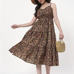 ANUOM Ethnic Motifs Print Fit & Flare Midi Dress image 4