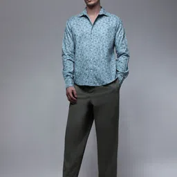 Paper Cut Oversized Printed Cotton Spread Collar Casual Shirt-image-49