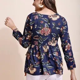 Youthnic Women Floral Printed V-Neck Empire Top image 2