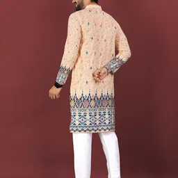 CHARLOTTE GRACIOUS Ethnic Motifs Printed Band Collar Sequinned Straight Kurta image 2