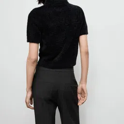 MANGO Faux Fur Polo Collar Crop Pullover image 2