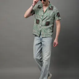 Metronaut Men Regular Fit Cuban Collar Ethnic Motifs Printed Casual Shirt image 2