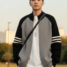 HERE&NOW Men Colourblocked Cardigan image 2