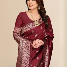 Moda Rapido Woven Design Zari Silk Blend Saree image 4