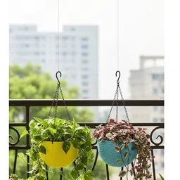 Virajsanchi 3 -Pcs Blue & Red Textured Hanging Planters image 3