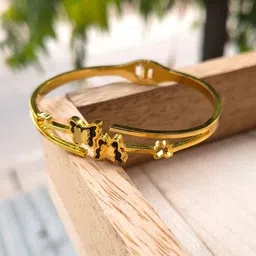 EENA MEENA Stainless Steel Gold Plated Anti Tarnish Bangle Style Bracelet-picture-39