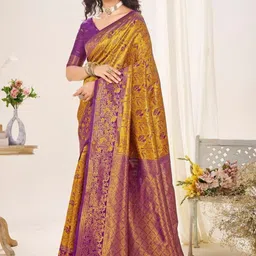 FINFOL Woven Design Zari Art Silk Banarasi Saree image 3