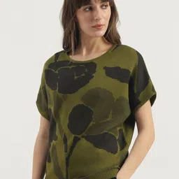 United Colors of Benetton Women Floral Printed Round Neck Pure Cotton T-shirt image 4