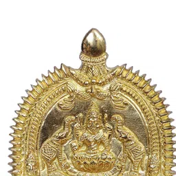 Exotic India Yellow Textured Brass Gajalakshmi Lamp image 5