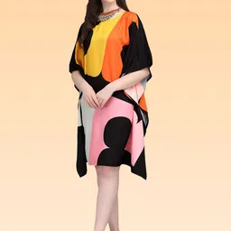Metronaut Print Kimono Sleeve Kaftan Dress image 4