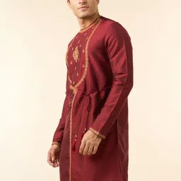 Diwas by Manyavar Men Woven Design Embroidered Festive Straight Kurta image 4