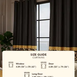 Stoa Paris Versailles Black & Gold-Toned Set of 2 Ethnic Motifs Long Door Curtains image 4