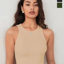 BAESD Women Pack of 3 Ribbed Tank Crop Top-image-80