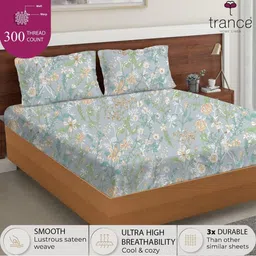 Trance Home Linen Premium Cotton Printed 180TC Queen Fitted Bedsheet with 2 Pillow Covers image 4