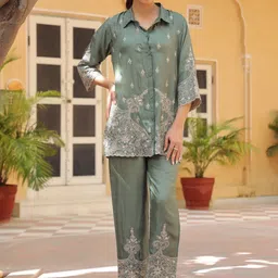 Rain & Rainbow Women Embroidered Co-ord Set-picture-15