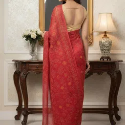 BANARASI WALA Bandhani Pure Cotton Handloom Block Print Saree image 2