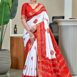 DIVASTRI Bandhani Printed Zari Pure Cotton Designer Saree-picture-0