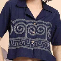 JALTHER Women Embroidered Regular Thread Work Pure Cotton Top with Palazzos image 3