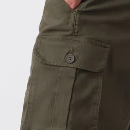 The Souled Store Men Deep Olive Cargo Shorts image 5
