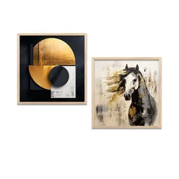 WALLLANE Brown Set of 2 Piece Wood Abstract Wall Paintings image 2