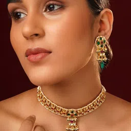 JAYPORE Gold-Plated Stones Studded & Beads Jewellery Set-picture-51