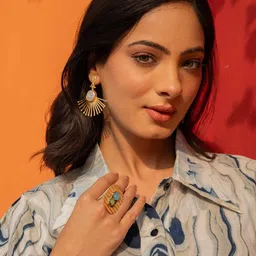 Golden Mirror Women Printed Shirt Collar Shirt Cotton Dress image 5