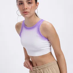 glitchez Ombre Fade Ribbed Slim Fit Crop Tank Top image 5