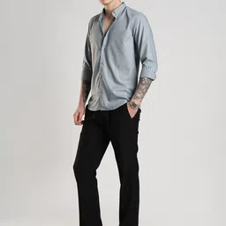 NEVER NEUD Men Classic Slim Fit Solid Mandarin Collar Casual Shirt image 5