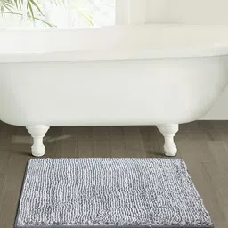OBSESSIONS Grey & White Printed 2400 GSM Rectangular Bath Rugs-picture-14
