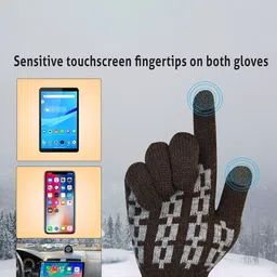 LOOM LEGACY Men Patterned Acrylic Touchscreen Gloves image 5