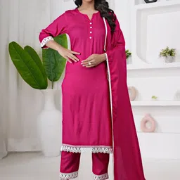 BEEGET FASHION V-Neck Straight Kurta With Trousers & Dupatta-picture-42