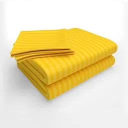 tundwal's Yellow Striped Printed Microfiber 210 TC Single Bedsheet Sets - 2.23 m x 1.45 m image 2