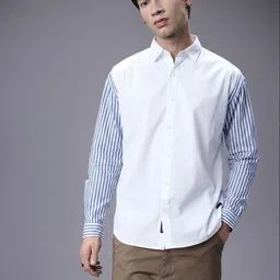 SOKO STREET Contrast Sleeves Striped Casual Shirt image 2