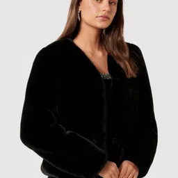 Forever New Faux Fur Hip-Length Overcoat image 3