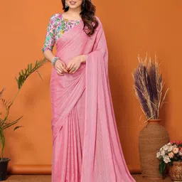 ODETTE Solid Saree With Unstitched Blouse-picture-29