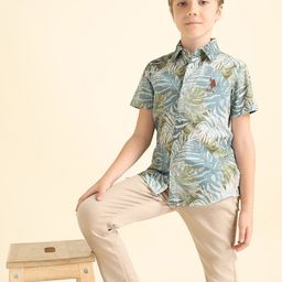 U.S. Polo Assn. Kids Boys Classic Regular Fit Floral Printed Cotton Casual Shirt-picture-49
