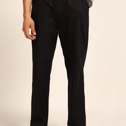 THE BEETEL HOUSE Men Striped Relaxed Loose Fit Easy Wash Trousers-picture-24